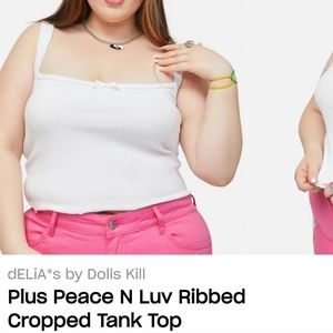 dELiA*s by Dolls KillPlus Peace N Luv Ribbed Cropped Tank Top